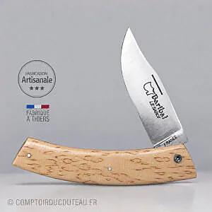 Couteau Baribal Au Sabot plein manche en bouleau, lame ouverte