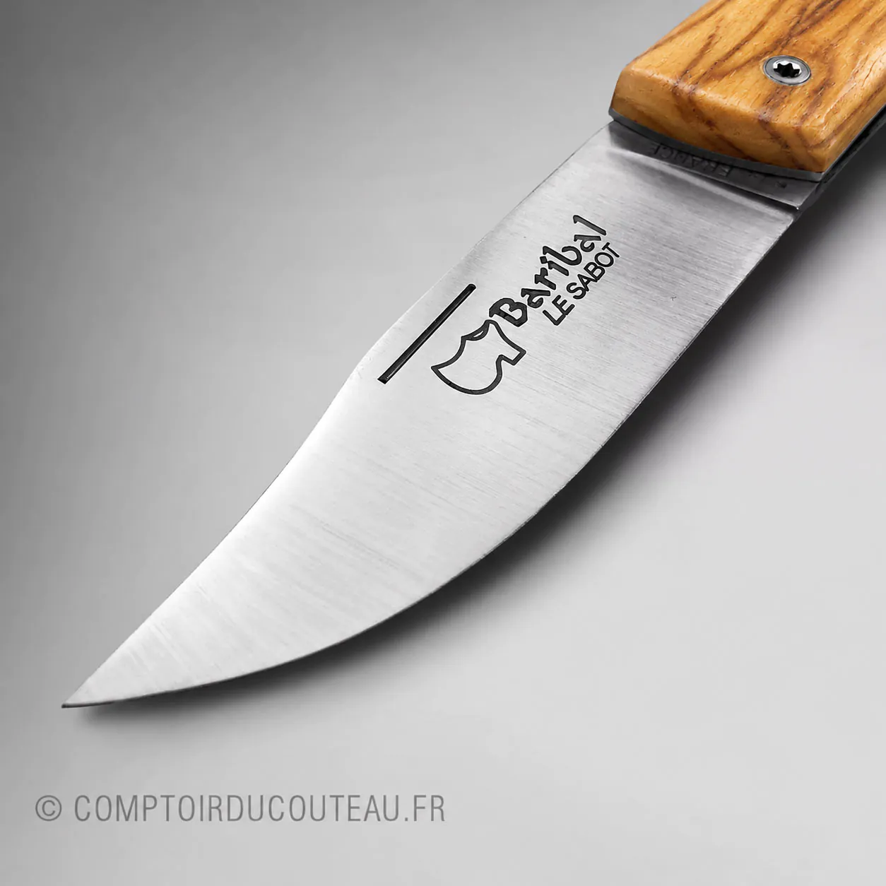 couteau de poche le baribal plein manche olivier détail
