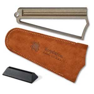 Aiguiseur Spyderco Webfoot 308CBN avec support ABS et étui en daim