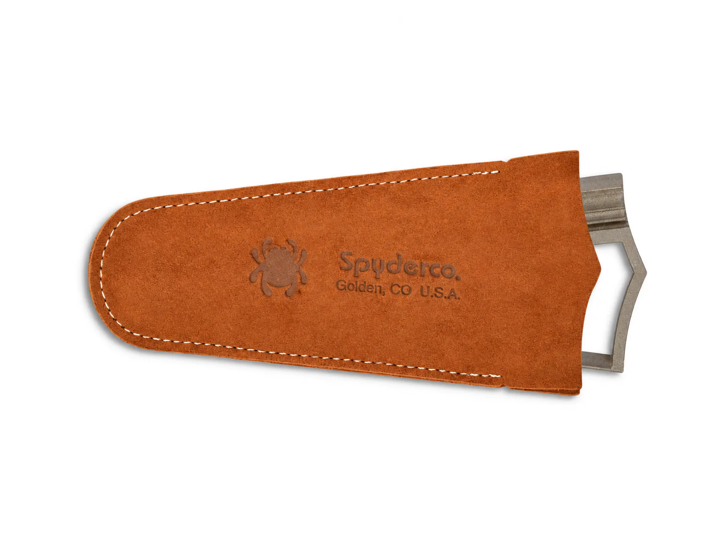 Spyderco Webfoot 308CBN rangé dans son étui en daim